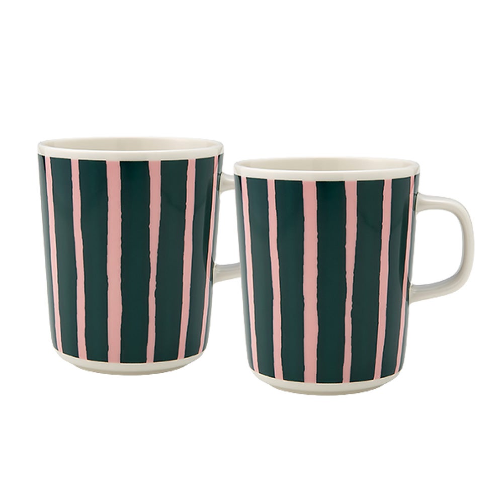 マリメッコ（marimekko） Piccolo ピッコロ／擬音語 マグカップ 250ml ダークグリーン×ピンク ペア 075392-136／26ss