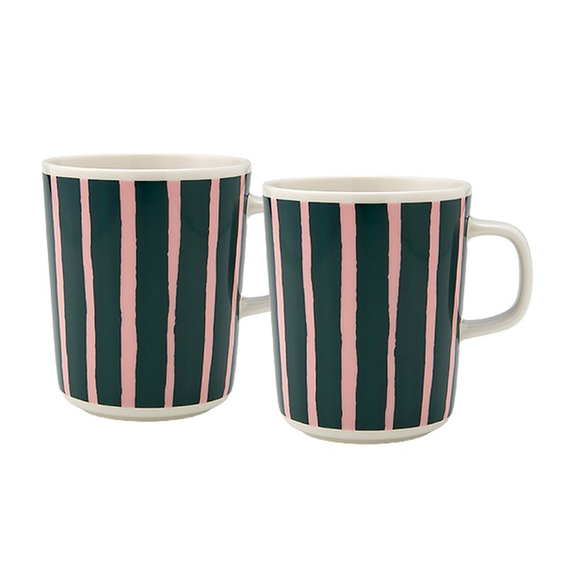 マリメッコ（marimekko） Piccolo ピッコロ／擬音語 マグカップ 250ml ダークグリーン×ピンク ペア 075392-136／26ss