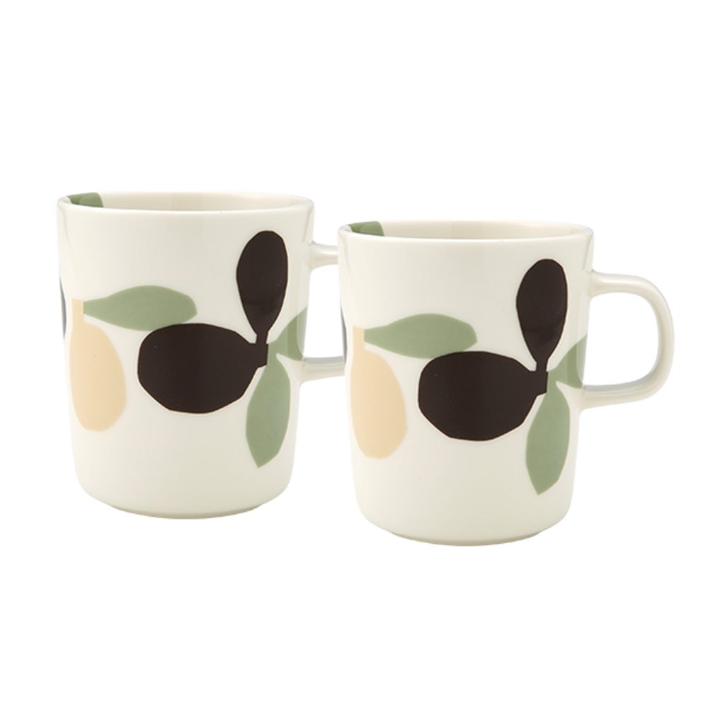 マリメッコ（marimekko） Omppo オンッポ／リンゴ マグカップ 250ml セージ×ブラウン ペア 075722-169／26SS