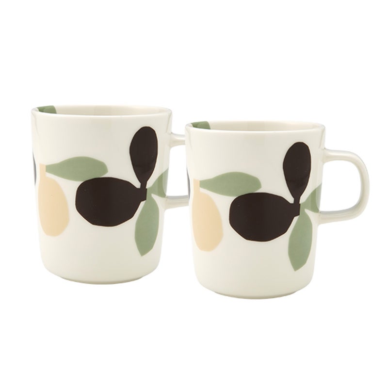 マリメッコ（marimekko） Omppo オンッポ／リンゴ マグカップ 250ml セージ×ブラウン ペア 075722-169／26SS