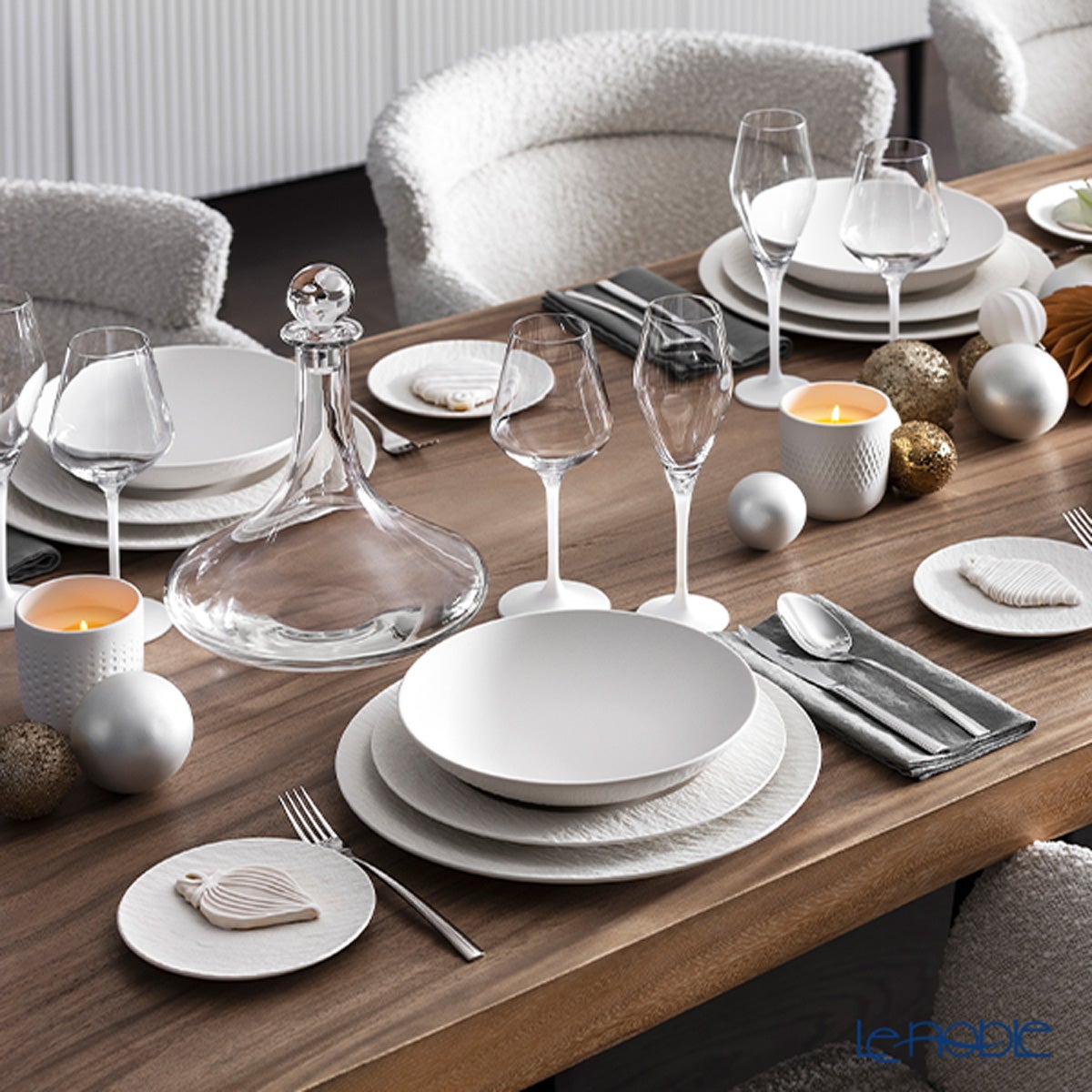 ビレロイ＆ボッホ（Villeroy＆Boch）マニュファクチャー ロックブラン 白ワイングラス 22.5cm 380ml ペア 315808