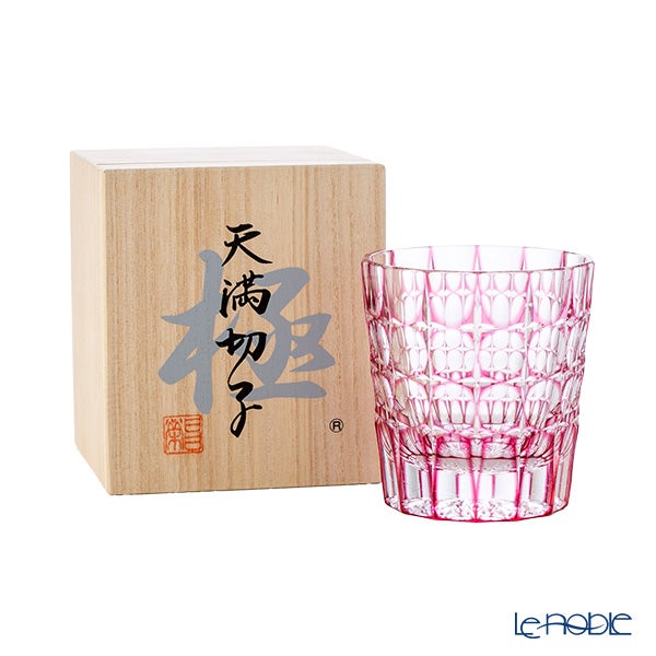 切子工房 昌榮 天満切子 珠 ロックグラス 金赤