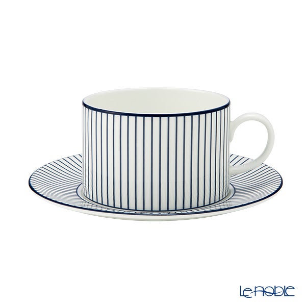 ウェッジウッド（Wedgwood） ジオブルー ティーカップ＆ソーサー 250ml ピンストライプ ホワイト