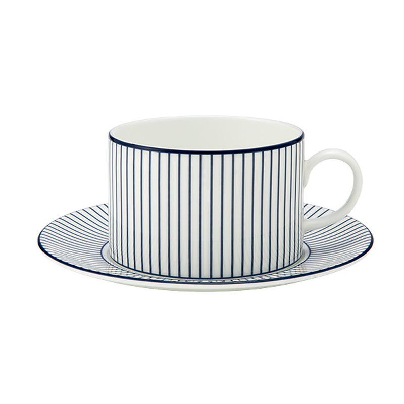 ウェッジウッド（Wedgwood） ジオブルー ティーカップ＆ソーサー 250ml ピンストライプ ホワイト