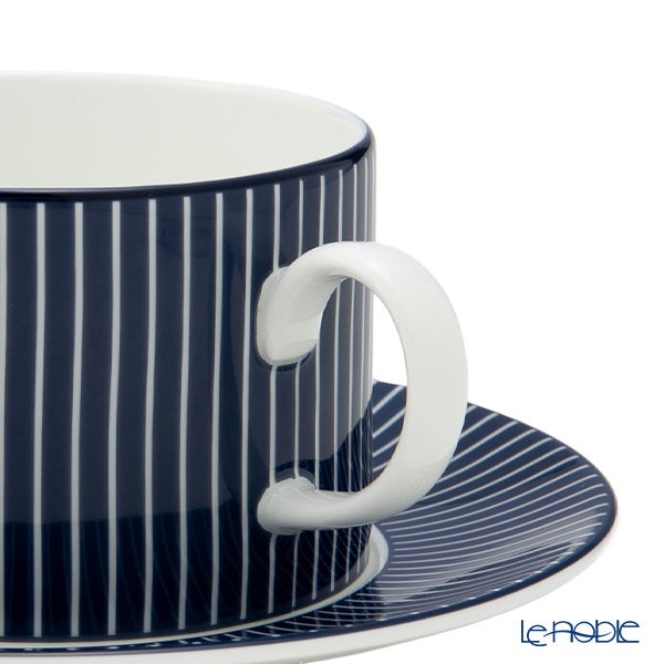ウェッジウッド（Wedgwood） ジオブルー ティーカップ＆ソーサー 250ml ピンストライプ ブルー