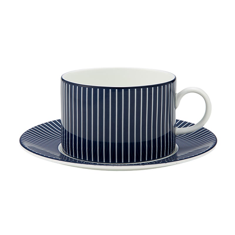 ウェッジウッド（Wedgwood） ジオブルー ティーカップ＆ソーサー 250ml ピンストライプ ブルー