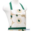 マリメッコ（marimekko） Pieni Unikko ピエニ ウニッコ エプロン サンド×ホワイト×エメラルド 着丈84×身幅83cm コットン 075948-867／26AW