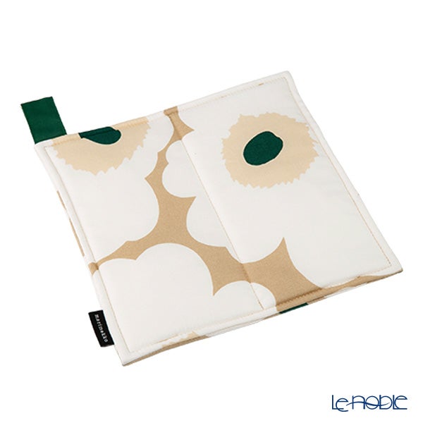 マリメッコ（marimekko） Pieni Unikko ピエニ ウニッコ ポットホルダー 21×21cm サンド×ホワイト×エメラルド 075950-867／26AW