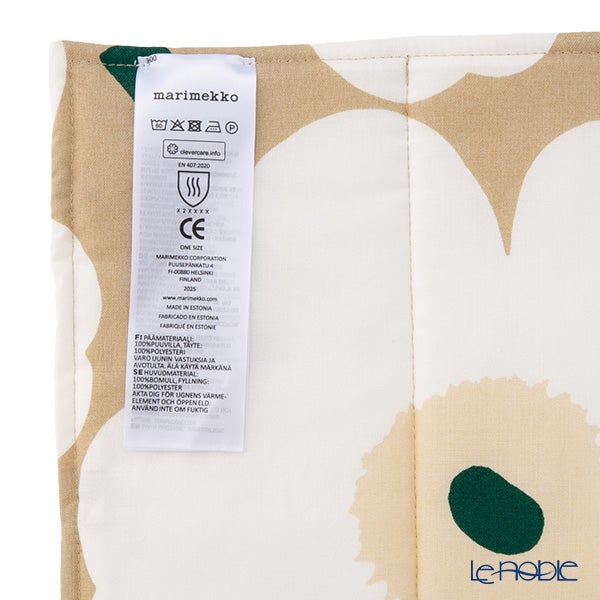 マリメッコ（marimekko） Pieni Unikko ピエニ ウニッコ ポットホルダー 21×21cm サンド×ホワイト×エメラルド 075950-867／26AW