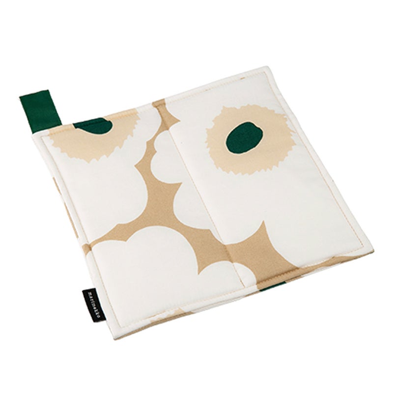 マリメッコ（marimekko） Pieni Unikko ピエニ ウニッコ ポットホルダー 21×21cm サンド×ホワイト×エメラルド 075950-867／26AW