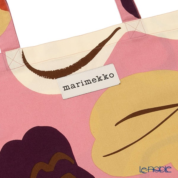 マリメッコ（marimekko） Kukasta kukkaan クカスタ クッカーン ファブリックバッグ 44×43cm ピンク×オフホワイト×テラコッタ 075978-324／26AW