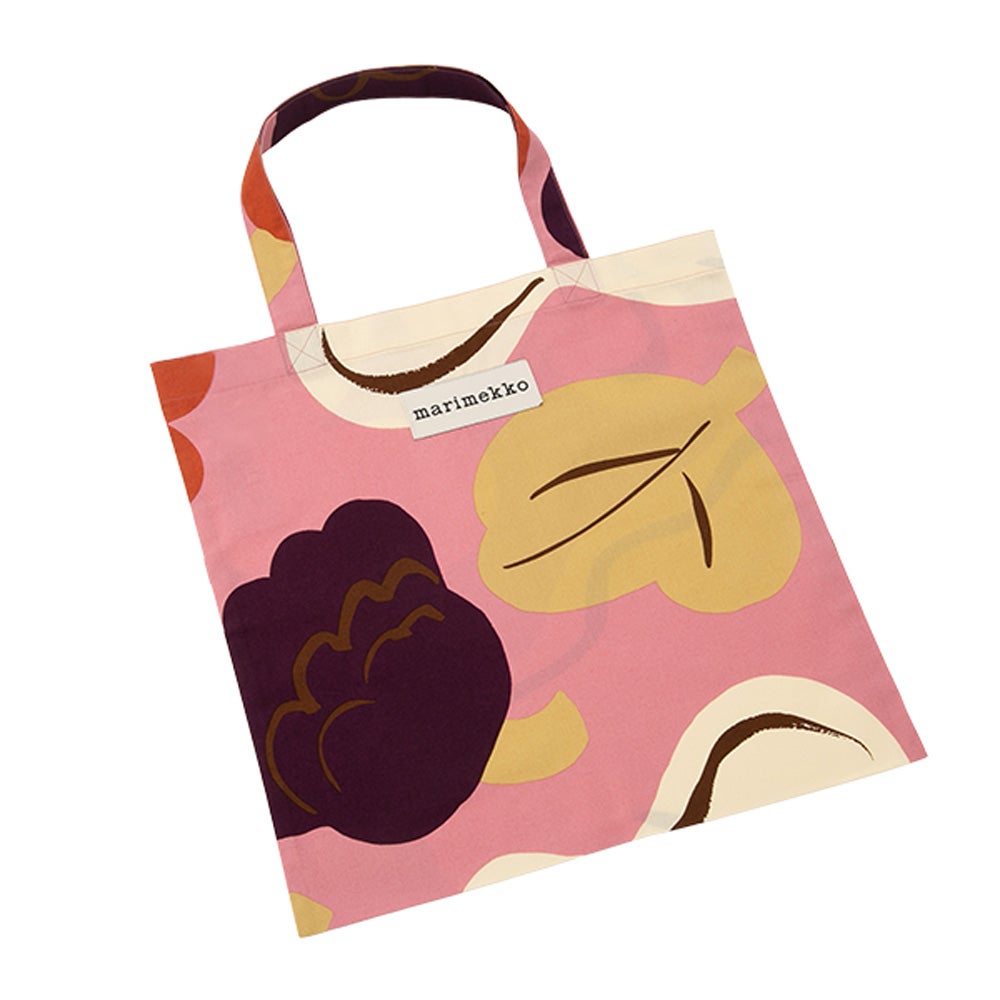 マリメッコ（marimekko） Kukasta kukkaan クカスタ クッカーン ファブリックバッグ 44×43cm ピンク×オフホワイト×テラコッタ 075978-324／26AW