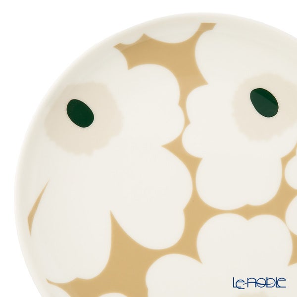 マリメッコ（marimekko） Unikko ウニッコ／けしの花 プレート20cm ホワイト×ベージュ×ダークグリーン 075870-188／26AW