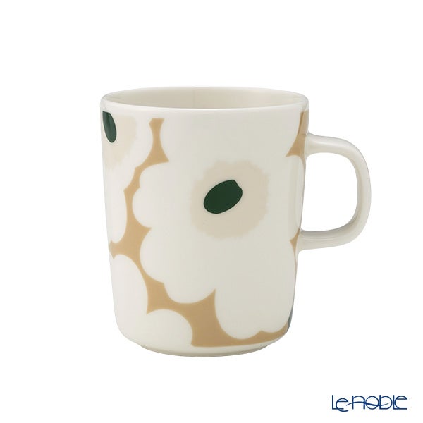 マリメッコ（marimekko） Unikko ウニッコ／けしの花 マグカップ 250ml ホワイト×ベージュ×ダークグリーン 075868-188／26AW