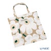 マリメッコ（marimekko） Pieni Unikko ピエニ ウニッコ ファブリックバッグ 43×43cm サンド×ホワイト×エメラルド 075955-867／26AW
