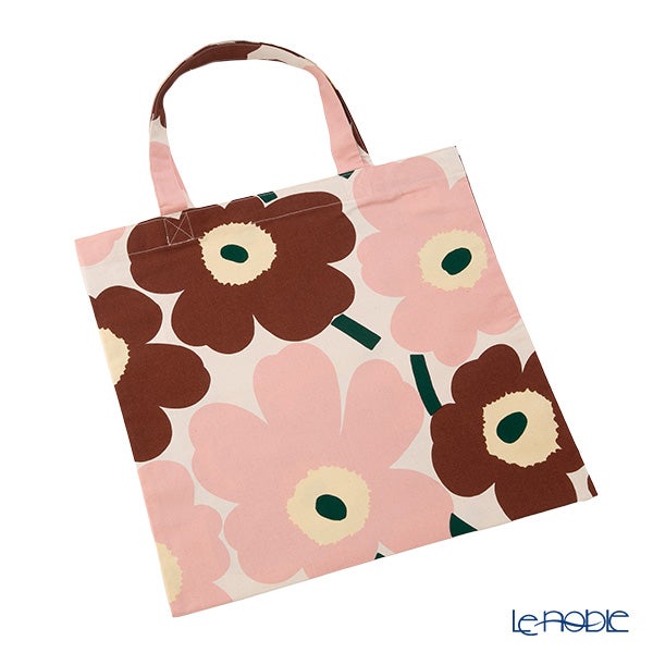 マリメッコ（marimekko） Pieni Unikko ピエニ ウニッコ ファブリックバッグ 43×43cm ホワイト×ピンク×チェスナット 075959-866／26AW