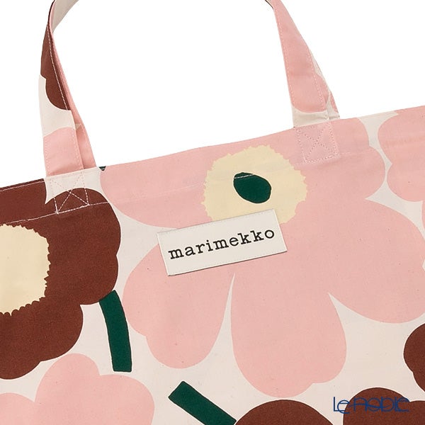 マリメッコ（marimekko） Pieni Unikko ピエニ ウニッコ ファブリックバッグ 43×43cm ホワイト×ピンク×チェスナット 075959-866／26AW
