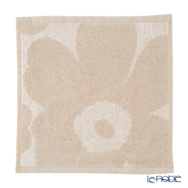 マリメッコ（marimekko） Unikko ウニッコ／けしの花 ミニタオル ホワイト×リネン 30×30cm コットン 075928-180／26AW