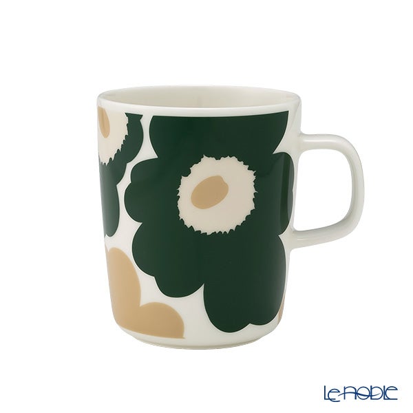 マリメッコ（marimekko） Unikko ウニッコ／けしの花 マグカップ 250ml ホワイト×ダークグリーン×ベージュ 075876-168／26AW