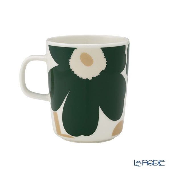 マリメッコ（marimekko） Unikko ウニッコ／けしの花 マグカップ 250ml ホワイト×ダークグリーン×ベージュ 075876-168／26AW