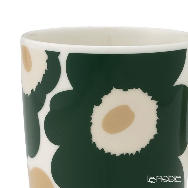マリメッコ（marimekko） Unikko ウニッコ／けしの花 マグカップ 250ml ホワイト×ダークグリーン×ベージュ 075876-168／26AW