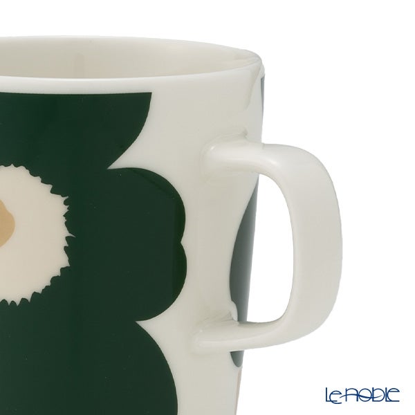 マリメッコ（marimekko） Unikko ウニッコ／けしの花 マグカップ 250ml ホワイト×ダークグリーン×ベージュ 075876-168／26AW