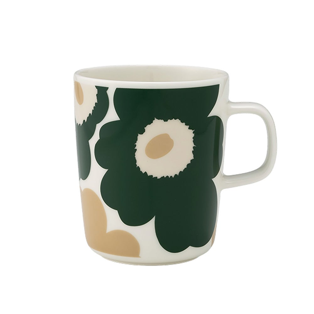 マリメッコ（marimekko） Unikko ウニッコ／けしの花 マグカップ 250ml ホワイト×ダークグリーン×ベージュ 075876-168／26AW