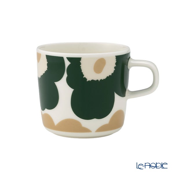 マリメッコ（marimekko） Unikko ウニッコ／けしの花 コーヒーカップ 200ml ホワイト×ダークグリーン×ベージュ 075877-168／26AW