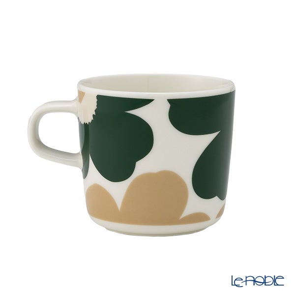 マリメッコ（marimekko） Unikko ウニッコ／けしの花 コーヒーカップ 200ml ホワイト×ダークグリーン×ベージュ 075877-168／26AW