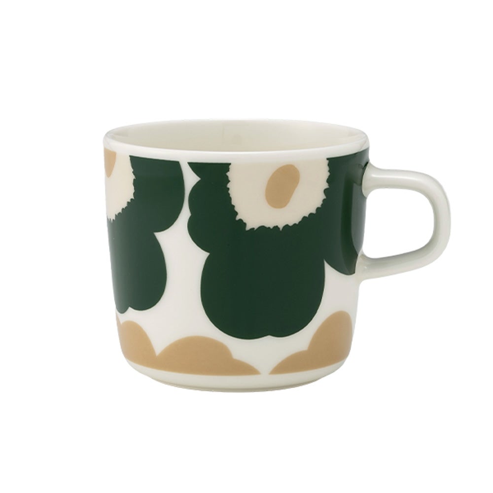 マリメッコ（marimekko） Unikko ウニッコ／けしの花 コーヒーカップ 200ml ホワイト×ダークグリーン×ベージュ 075877-168／26AW