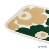 マリメッコ（marimekko） Unikko ウニッコ／けしの花 プレート 12×15cm ホワイト×ダークグリーン×ベージュ 075878-168／26AW