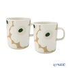 マリメッコ（marimekko） Unikko ウニッコ／けしの花 マグカップ 250ml ホワイト×ベージュ×ダークグリーン ペア