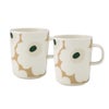 マリメッコ（marimekko） Unikko ウニッコ／けしの花 マグカップ 250ml ホワイト×ベージュ×ダークグリーン ペア