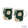 マリメッコ（marimekko） Unikko ウニッコ／けしの花 マグカップ 250ml ホワイト×ダークグリーン×ベージュ ペア