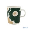 マリメッコ（marimekko） Unikko ウニッコ／けしの花 マグカップ 250ml ホワイト×ダークグリーン×ベージュ ペア