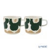 マリメッコ（marimekko） Unikko ウニッコ／けしの花 コーヒーカップ 200ml ホワイト×ダークグリーン×ベージュ ペア