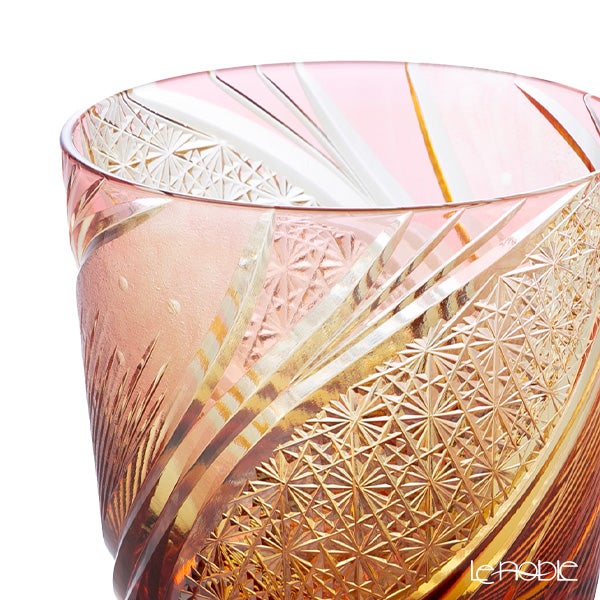 太武朗工房／タブロー 江戸切子 流星 オールドグラス 琥珀金赤 250ml 5136-078