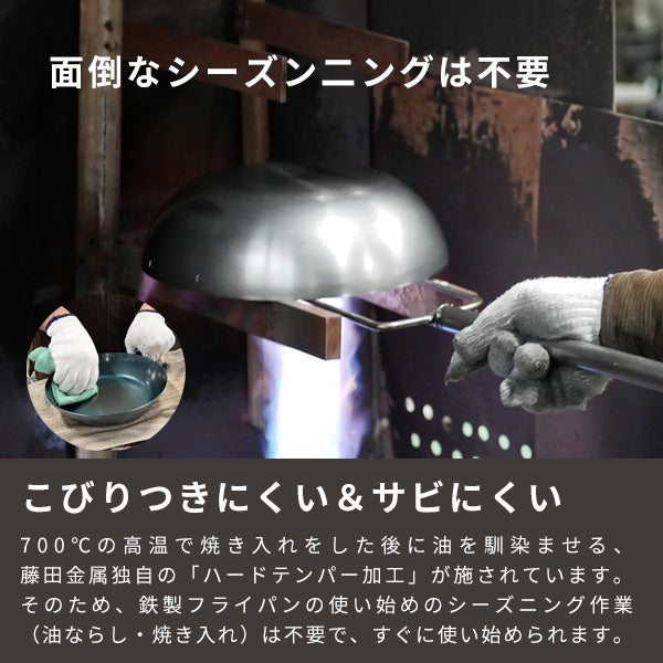 藤田金属 5／31 元気じゃない日のフライパン26cm ＆ 今日を元気にするお味噌汁パン16cm セット IH・ガス火対応 鉄製 ハンドル：ウォルナット