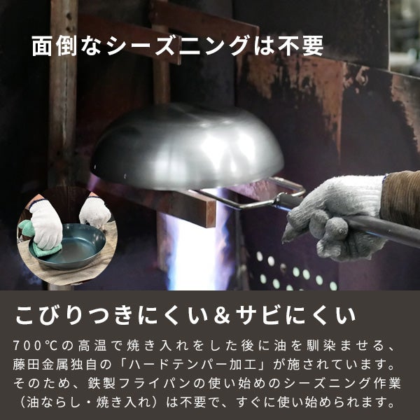 藤田金属 5／31 元気じゃない日のフライパン26cm ＆ 今日を元気にするお味噌汁パン16cm セット IH・ガス火対応 鉄製 ハンドル：ブナ【タワシ2個付】