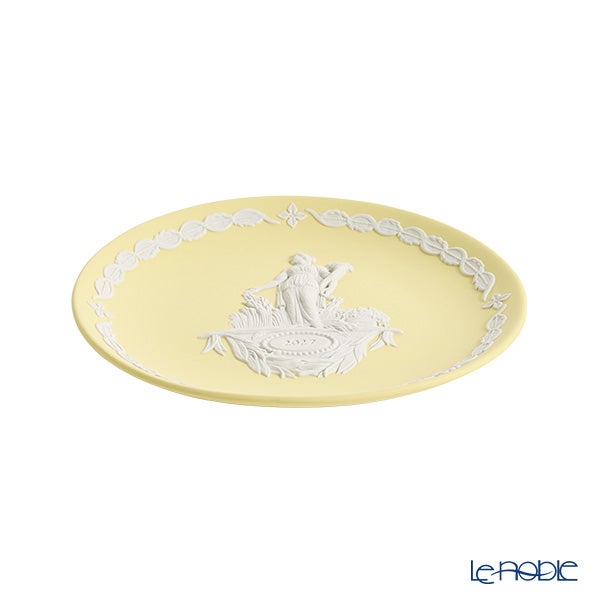 【9月24日より販売開始】ウェッジウッド（Wedgwood）ジャスパー カナリーイエロー イヤープレート 17cm デメテル 2027年／令和9年【プレートスタンド、プレートハンガー付き】