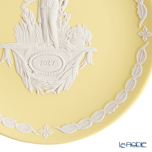 【9月24日より販売開始】ウェッジウッド（Wedgwood）ジャスパー カナリーイエロー イヤープレート 17cm デメテル 2027年／令和9年【プレートスタンド、プレートハンガー付き】