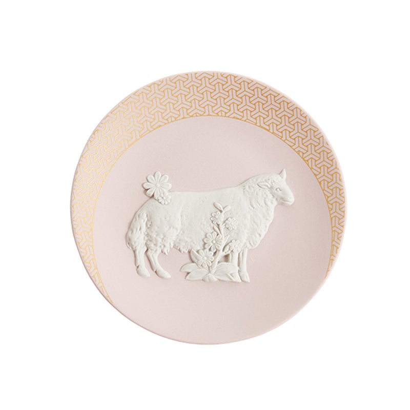 ウェッジウッド（Wedgwood）ジャスパー ペールライラック 干支プレート 12.5cm 羊／未 2027年／ 令和9年