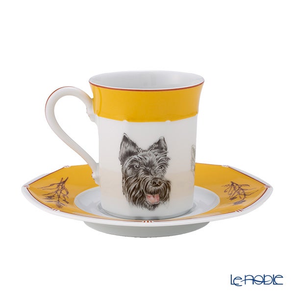 エルメス（HERMES） シャス（シアン ダレ＆シアン クーラン） イエロー コーヒー・ティー兼用 カップ＆ソーサー スコッチテリア