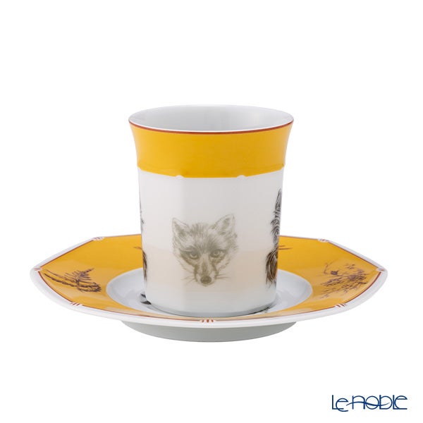エルメス（HERMES） シャス（シアン ダレ＆シアン クーラン） イエロー コーヒー・ティー兼用 カップ＆ソーサー スコッチテリア