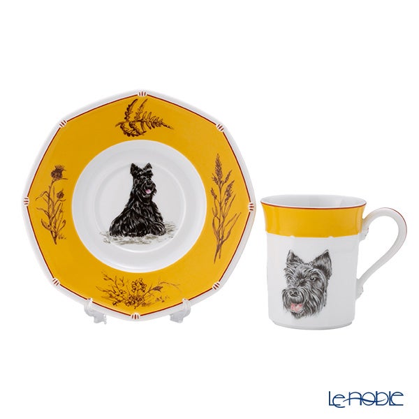 エルメス（HERMES） シャス（シアン ダレ＆シアン クーラン） イエロー コーヒー・ティー兼用 カップ＆ソーサー スコッチテリア
