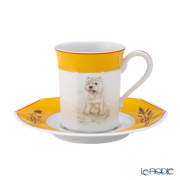 エルメス（HERMES） シャス（シアン ダレ＆シアン クーラン） イエロー コーヒー・ティー兼用 カップ＆ソーサー ウエストハイランドホワイト