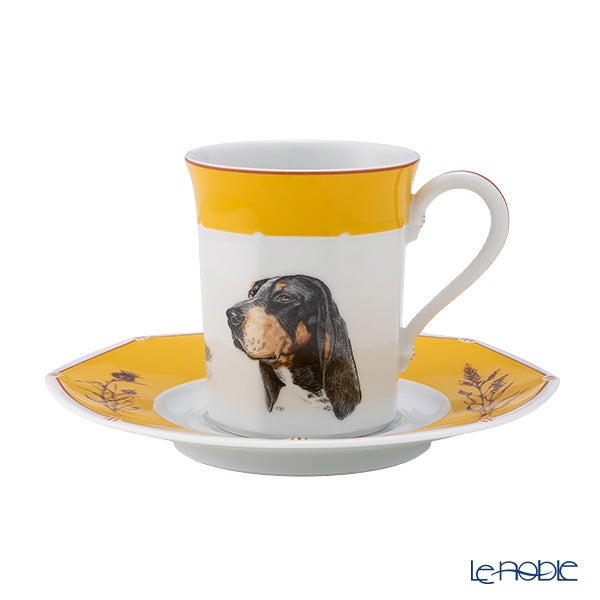 エルメス（HERMES） シャス（シアン ダレ＆シアン クーラン） イエロー コーヒー・ティー兼用 カップ＆ソーサー ガスコーニュブルー