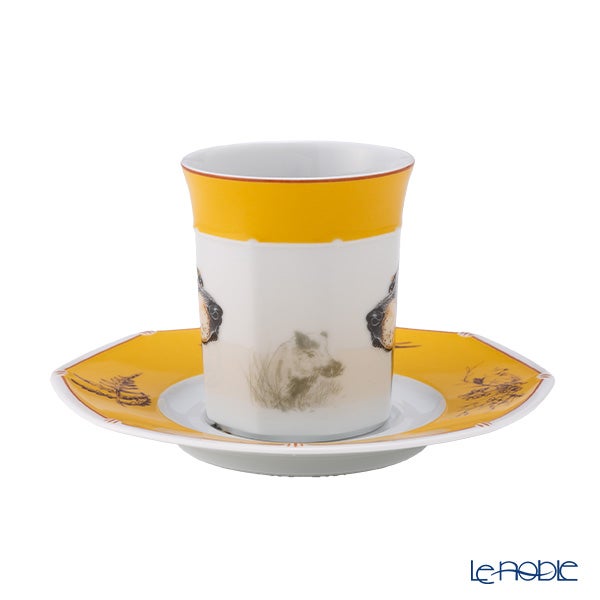 エルメス（HERMES） シャス（シアン ダレ＆シアン クーラン） イエロー コーヒー・ティー兼用 カップ＆ソーサー ガスコーニュブルー
