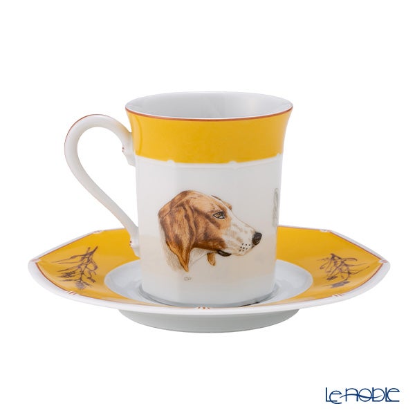 エルメス（HERMES） シャス（シアン ダレ＆シアン クーラン） イエロー コーヒー・ティー兼用 カップ＆ソーサー ポワトバン