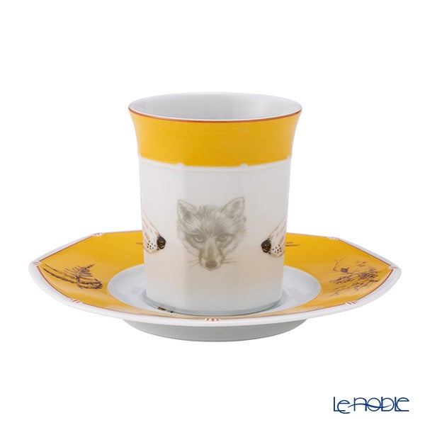 エルメス（HERMES） シャス（シアン ダレ＆シアン クーラン） イエロー コーヒー・ティー兼用 カップ＆ソーサー ポワトバン